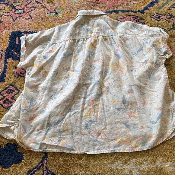 Faherty Floral Hemp Button-Up Blouse sz small - Picture 4 of 5